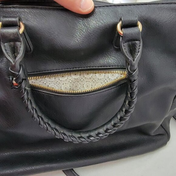 Moda Luxe Gray Tote Faux Leather Suede Purse Satchel - Picture 8 of 14